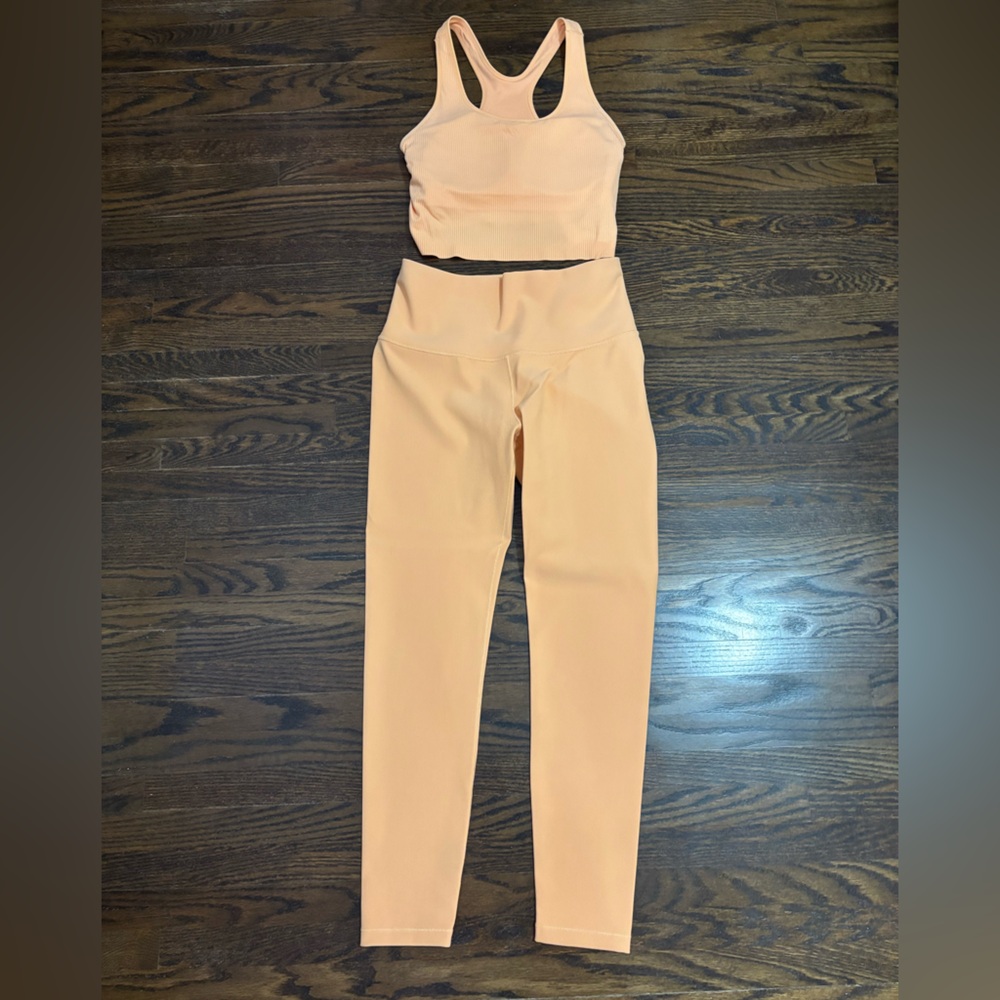 CALIA Carrie Underwood SET Orange peach leggings fitness sports bra crop top